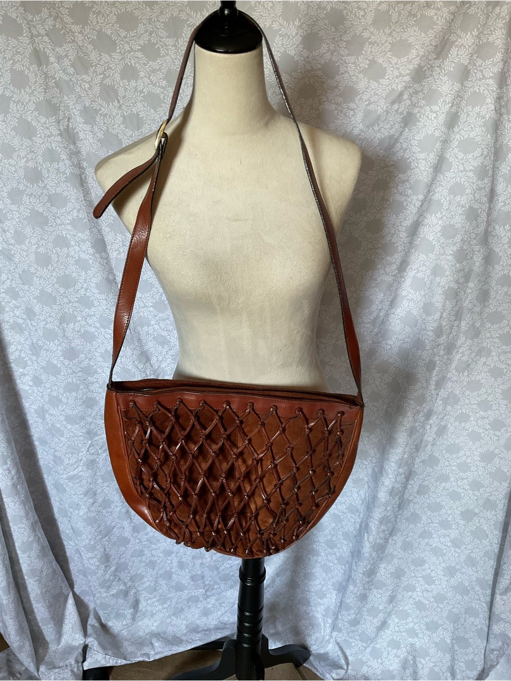 Handwoven Brown Leather Shoulder Bag